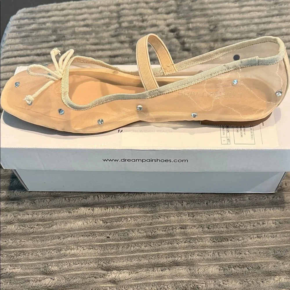 Dream pairs Elegant Beige Women's Shoes with Rhinestone Accents